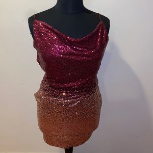 NWT burgundy ombré sequin dress